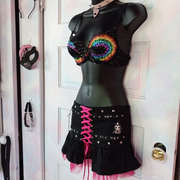 Skelanimal unicorn Custom Rage festival skirt! OOAK fairy grunge! Only 1 on 🌎 - Picture 4 of 15